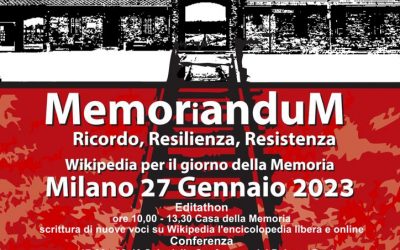 “MEMORiANDUM”- A Milano le iniziative di Wikipedia per il Giorno della Memoria