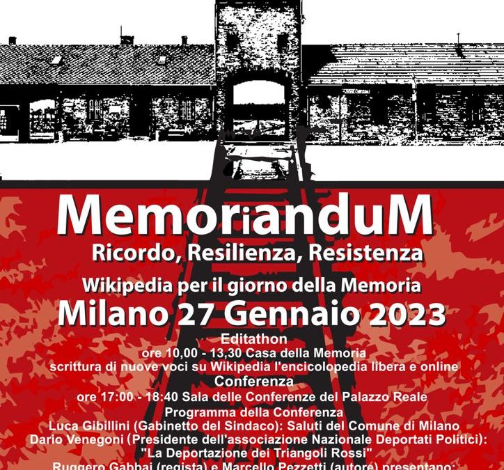 “MEMORiANDUM”- A Milano le iniziative di Wikipedia per il Giorno della Memoria