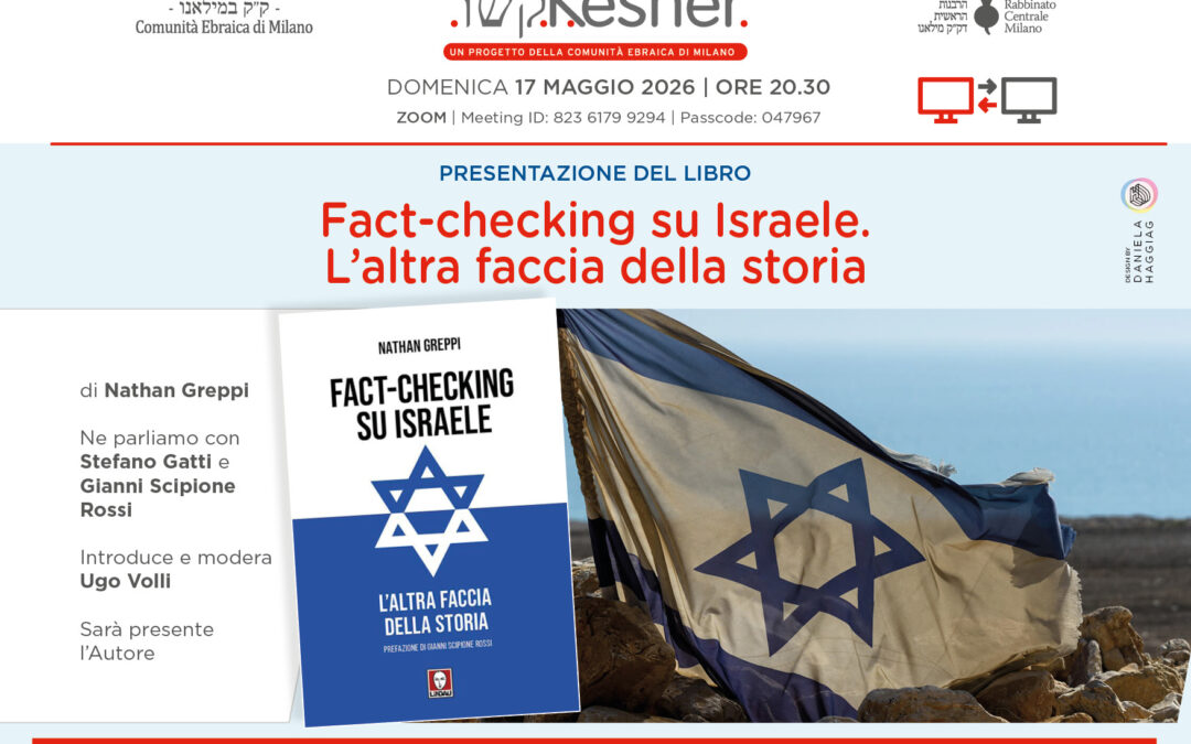 Domenica 17 maggio da Kesher: presentazione del libro “Fact-checking su Israele” di Nathan Greppi